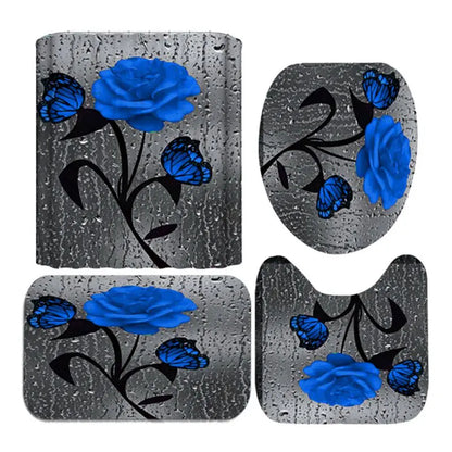 4pcs Set Doormat Shower Curtain