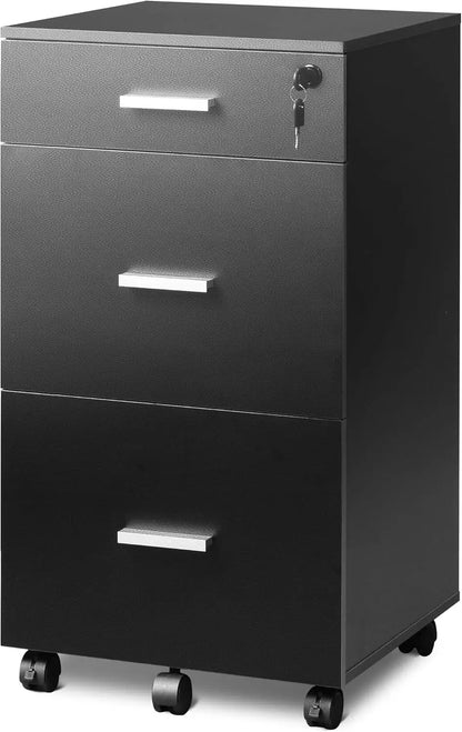 3 Drawer Rolling File Cabinet with Lock