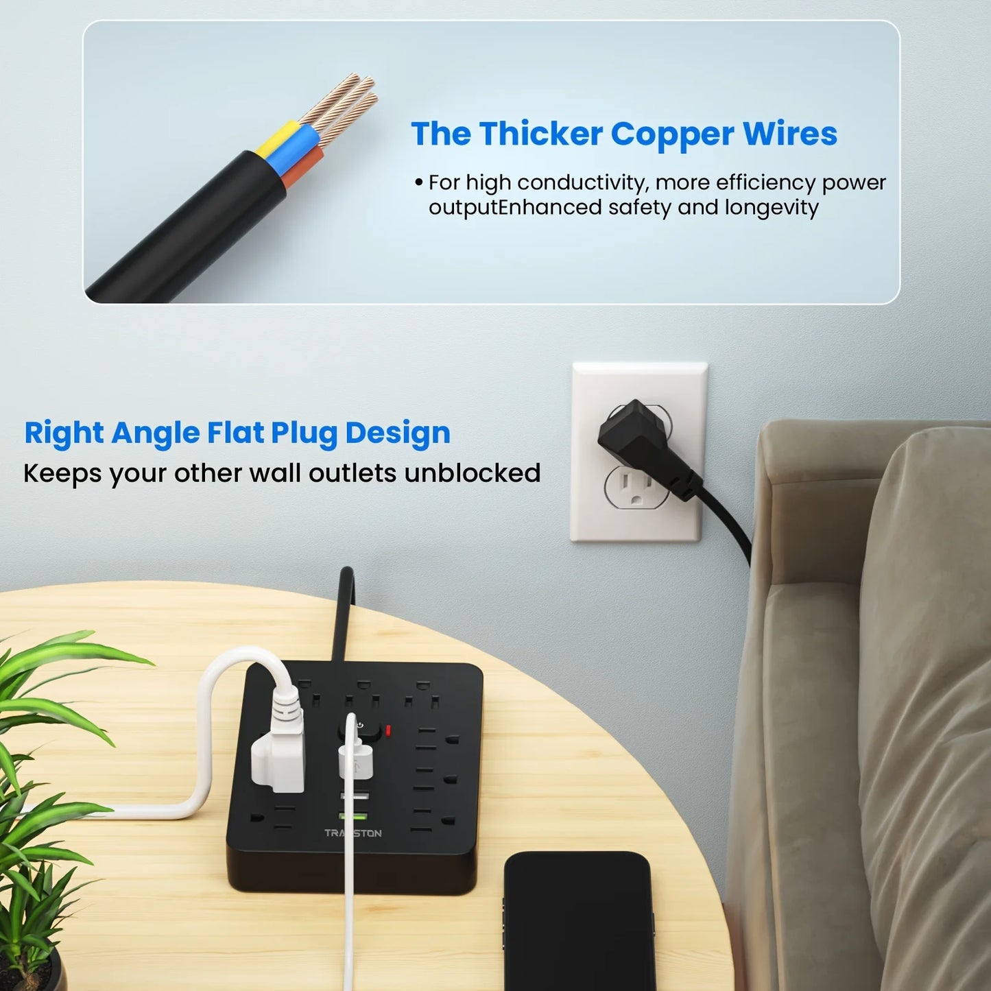 Power  9 sockets 3 USB Ports
