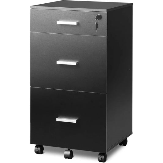3 Drawer Rolling File Cabinet with Lock