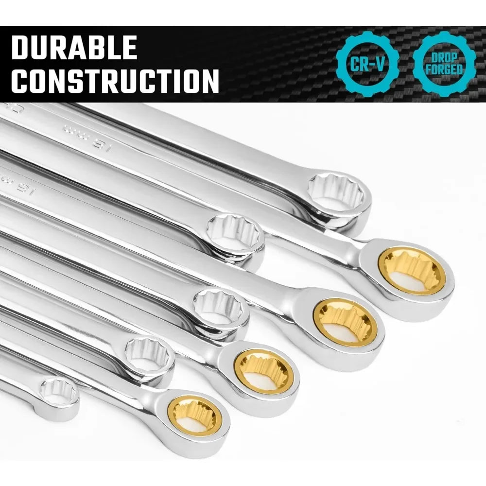 Extra Long Anti-Slip Ratcheting Wrench set