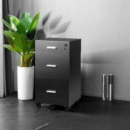 3 Drawer Rolling File Cabinet with Lock