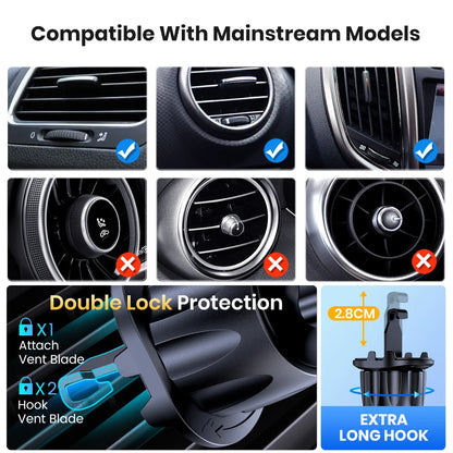 TOPK D46G Car Phone Holder Mount, Upgraded Metal Hook Cell Phone Holder For Car Air Vent Compatible With All Phones