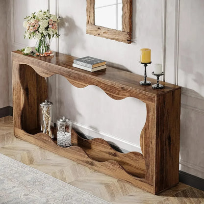 63-Inch Farmhouse Console Table with Storage