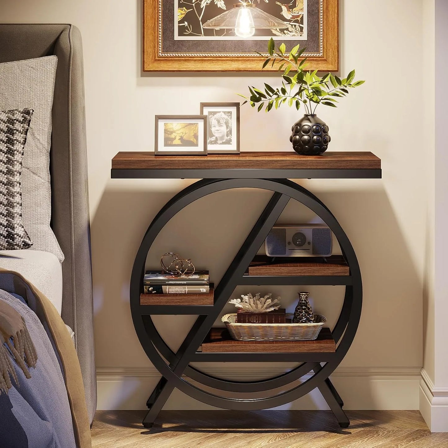 3-Tier Narrow Side Table with Storage