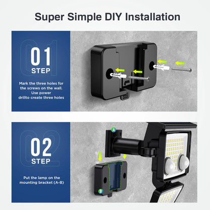 Solar Outdoor Lights - 3000LM 188 LED Motion Sensor Lights