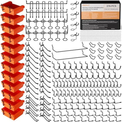 276PCS 1/4" Pegboard Accessories Kit