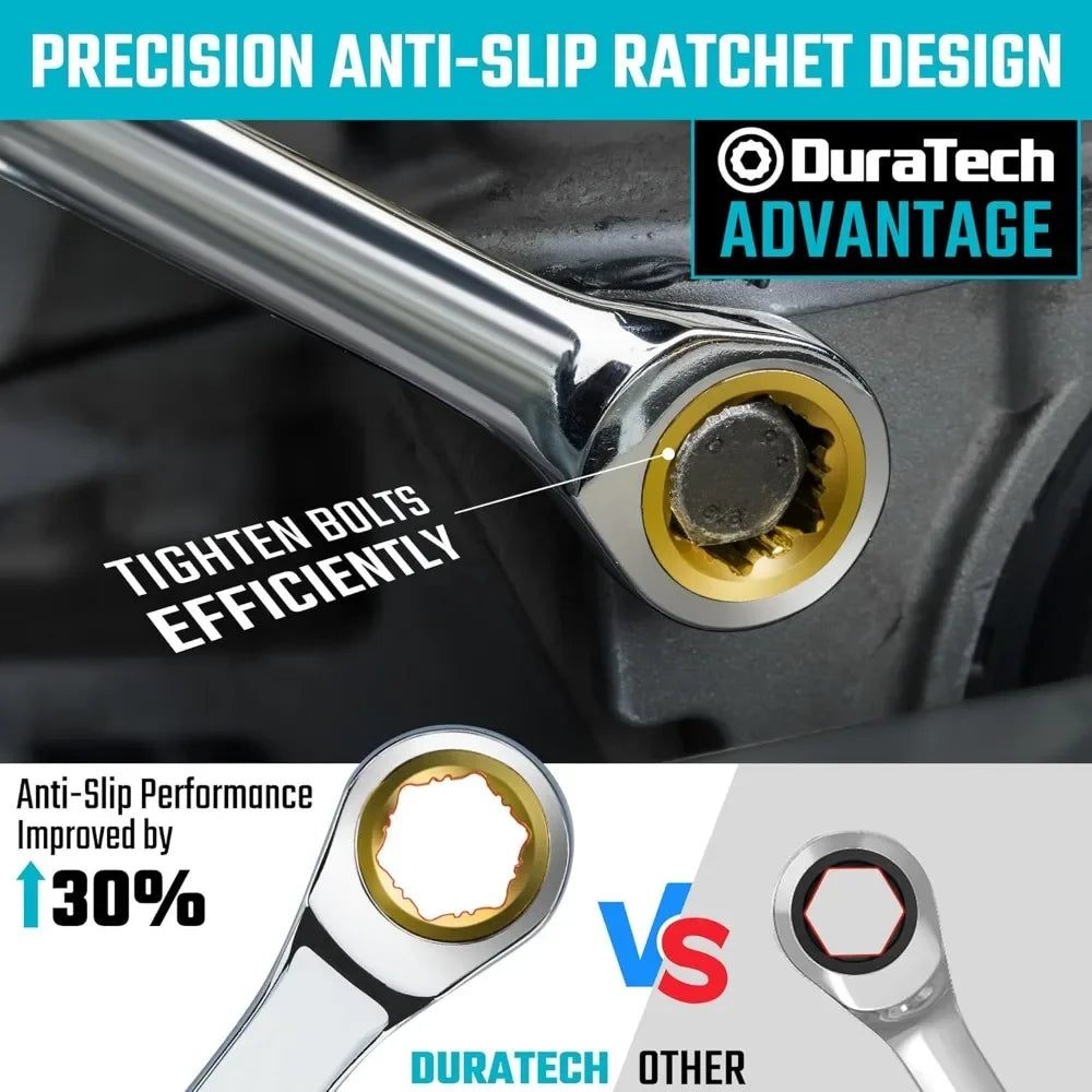 Extra Long Anti-Slip Ratcheting Wrench set