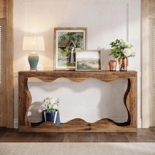 63-Inch Farmhouse Console Table with Storage