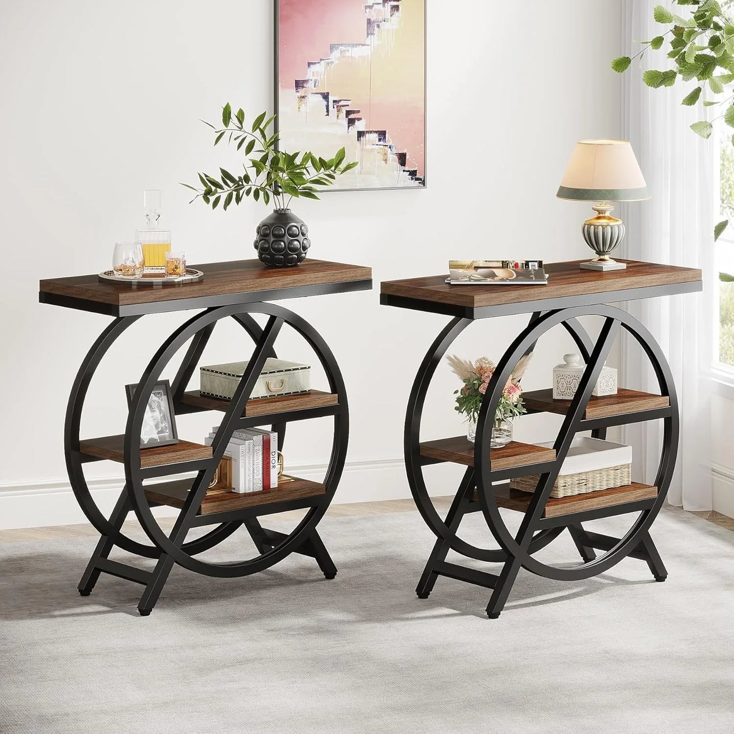 3-Tier Narrow Side Table with Storage