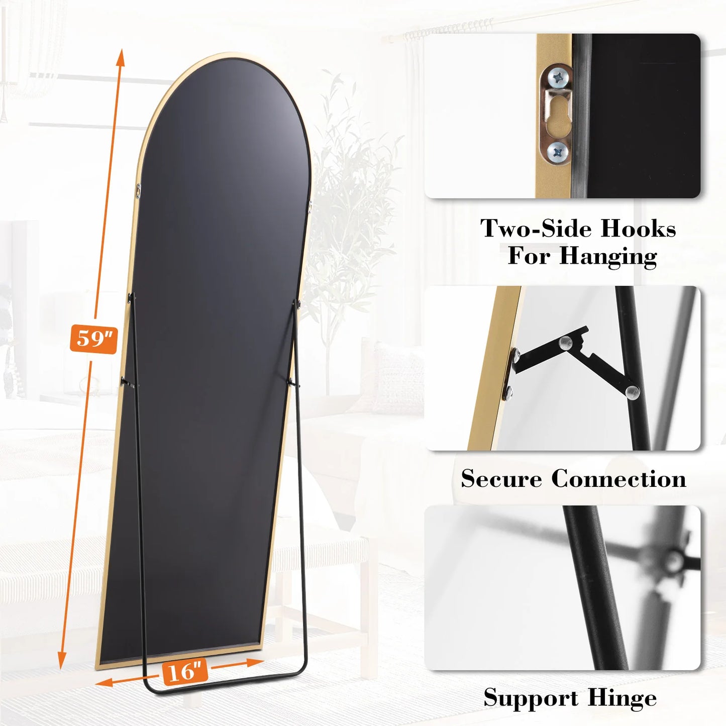 JHK-Full Length Arched Right Angle Mirror
