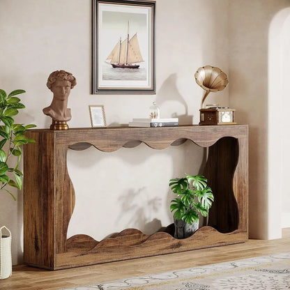 63-Inch Farmhouse Console Table with Storage