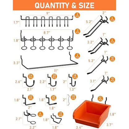 276PCS 1/4" Pegboard Accessories Kit