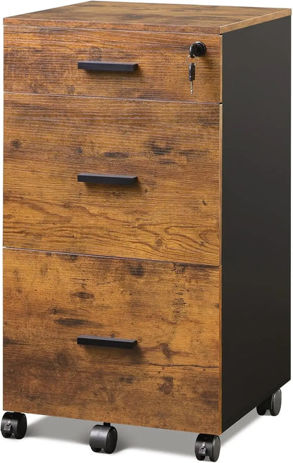3 Drawer Rolling File Cabinet with Lock