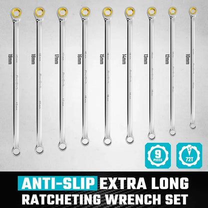 Extra Long Anti-Slip Ratcheting Wrench set