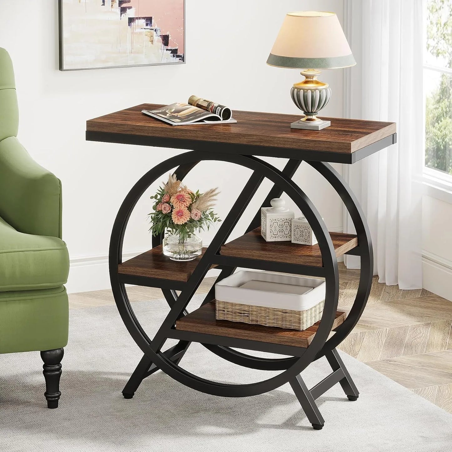 3-Tier Narrow Side Table with Storage