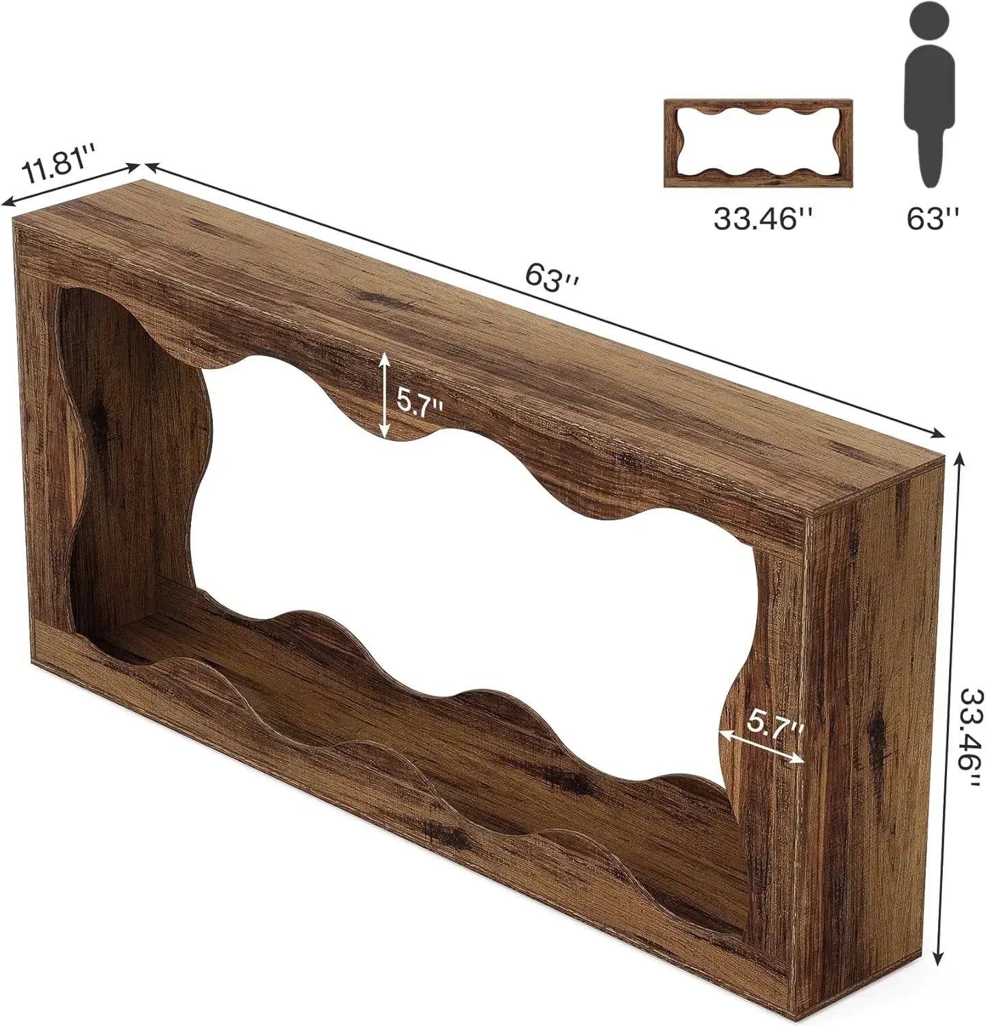 63-Inch Farmhouse Console Table with Storage